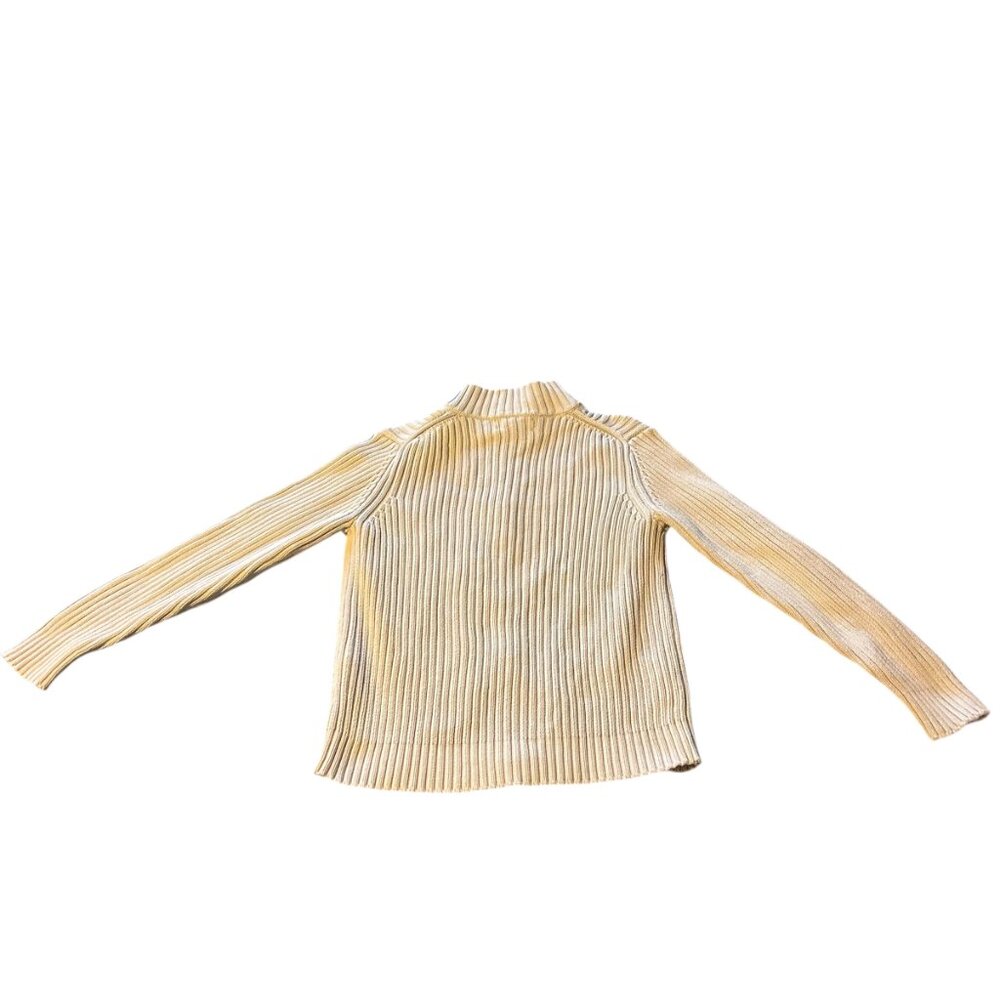 Lands’ End Vintage Cable Knit Zip Cardigan 100% Cotton Made in Japan Petite SZ S - Picture 4 of 11
